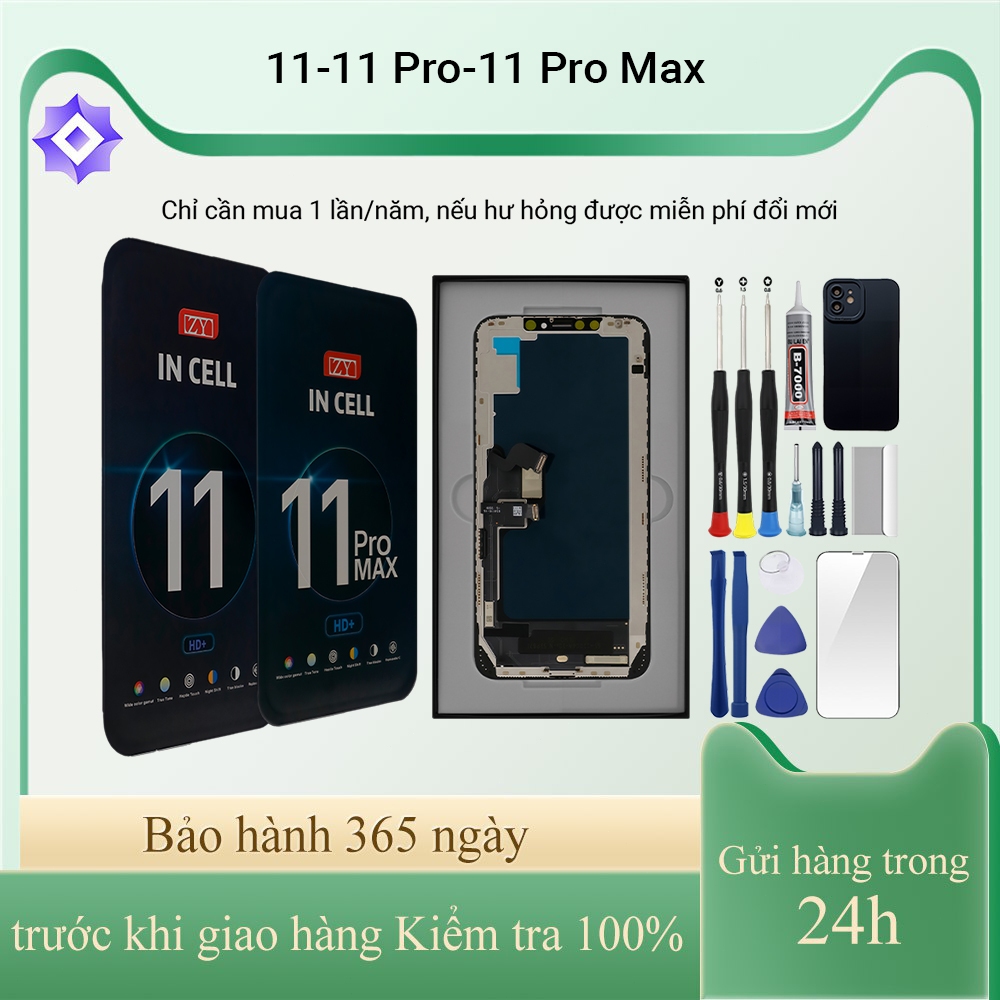 Màn hình ZY-GX chính hãng tương thích với IP 11/11 Pro/11 Pro Max kèm bộ dụng cụ, Bảo hành 12T