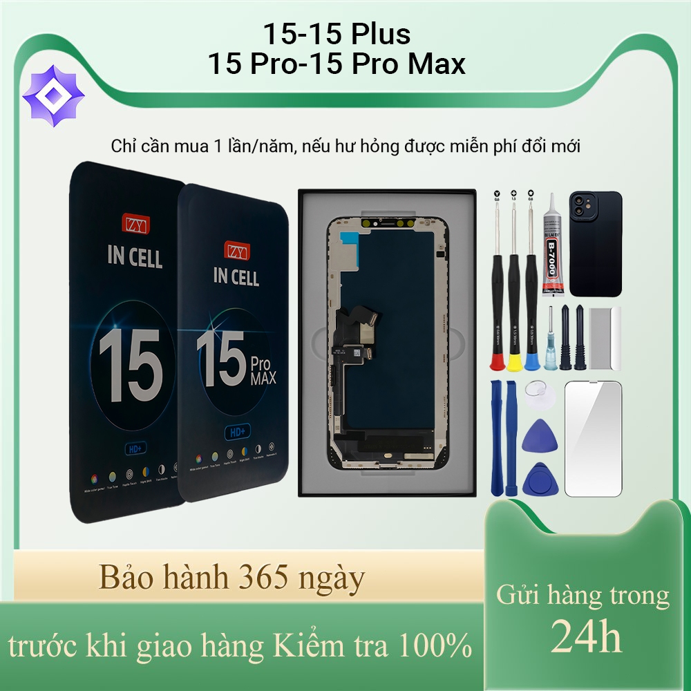 Màn hình ZY chính hãng tương thích với IP 15/15 Plus/15 Pro/15 Pro Max , Bảo hành 12T