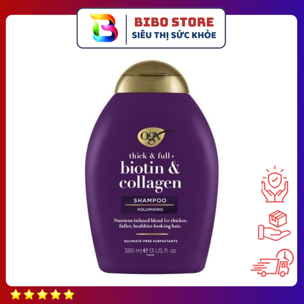 Dầu Gội Dưỡng Dày Tóc OGX Thick & Full + Biotin & Collagen Shampoo 385ml Mỹ