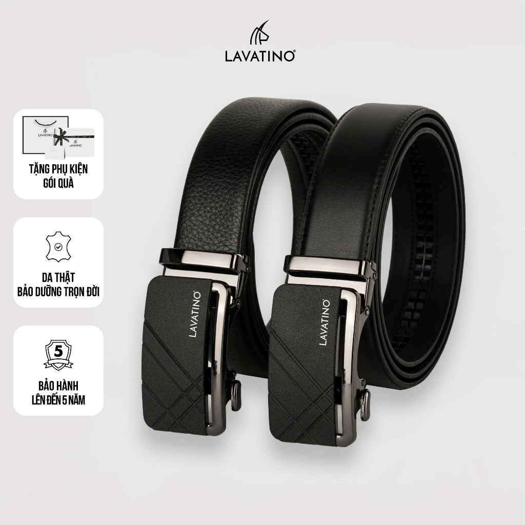 Thắt Lưng Nam Da Bò Thật,Thiết Kế Khóa Tự Động Cao Cấp, Bảo Hành Chính Hãng Lavatino [MT16]