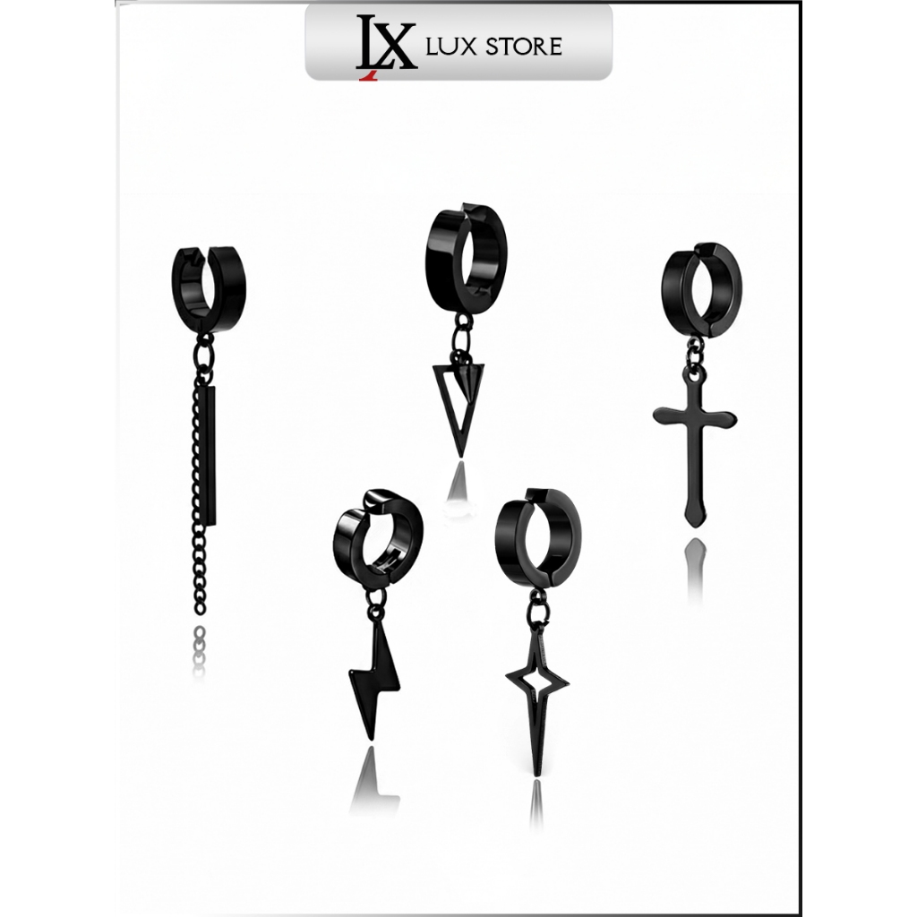 Khuyên Tai Kẹp Unisex Dangle Titan Không Gỉ - Bông Tai Không Xỏ Lỗ Streetwear Lux Store (1 Chiếc)