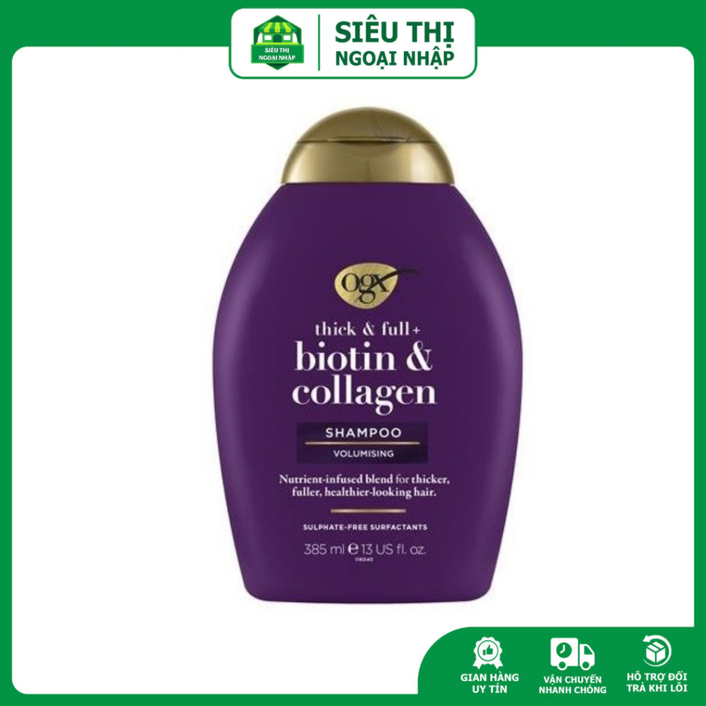 Dầu Gội  OGX Dưỡng Tóc Bồng Bềnh, Chắc Khỏe - OGX Thick & Full Biotin & Collagen 385ml/Chai của Mỹ