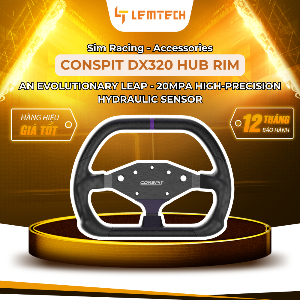 CONSPIT DX320 Hub Rim – Vô Lăng D-Shape 320mm Cao Cấp Cho H.AO Hub Sim Racing