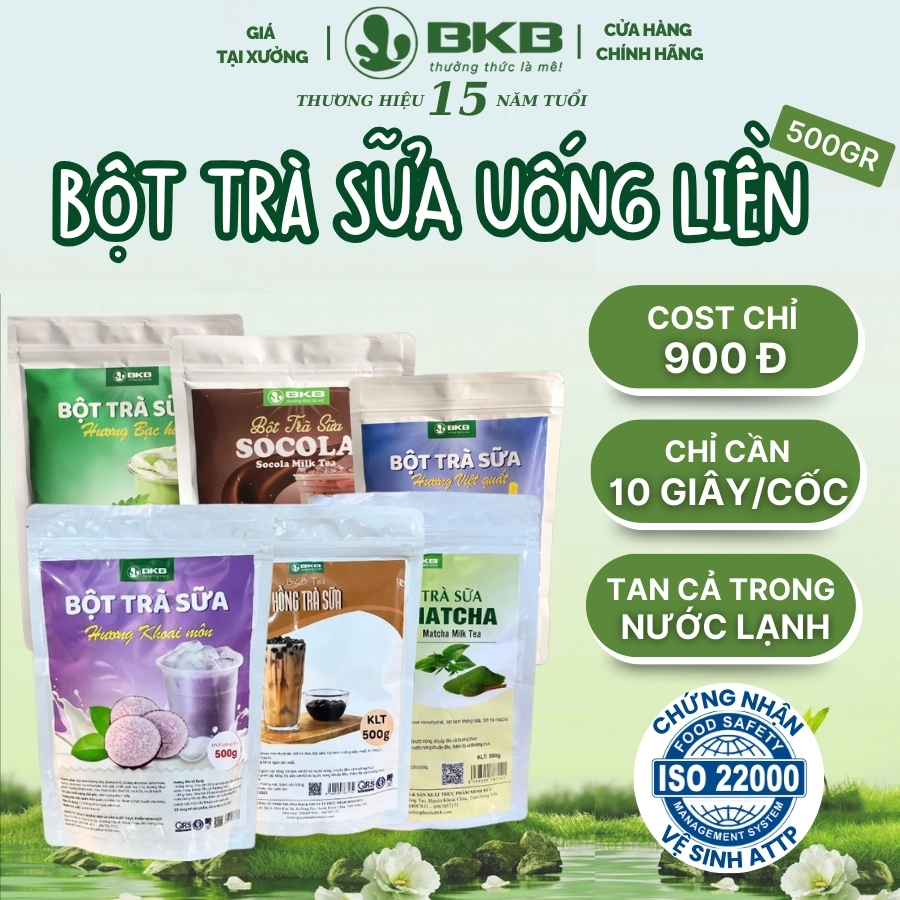 Bột Trà Sữa Uống Liền Tự Pha BKB 500gr/Túi - ( Trà Sữa 3 in 1 Hòa Tan) - Nguyên Liệu Pha Chế BKB
