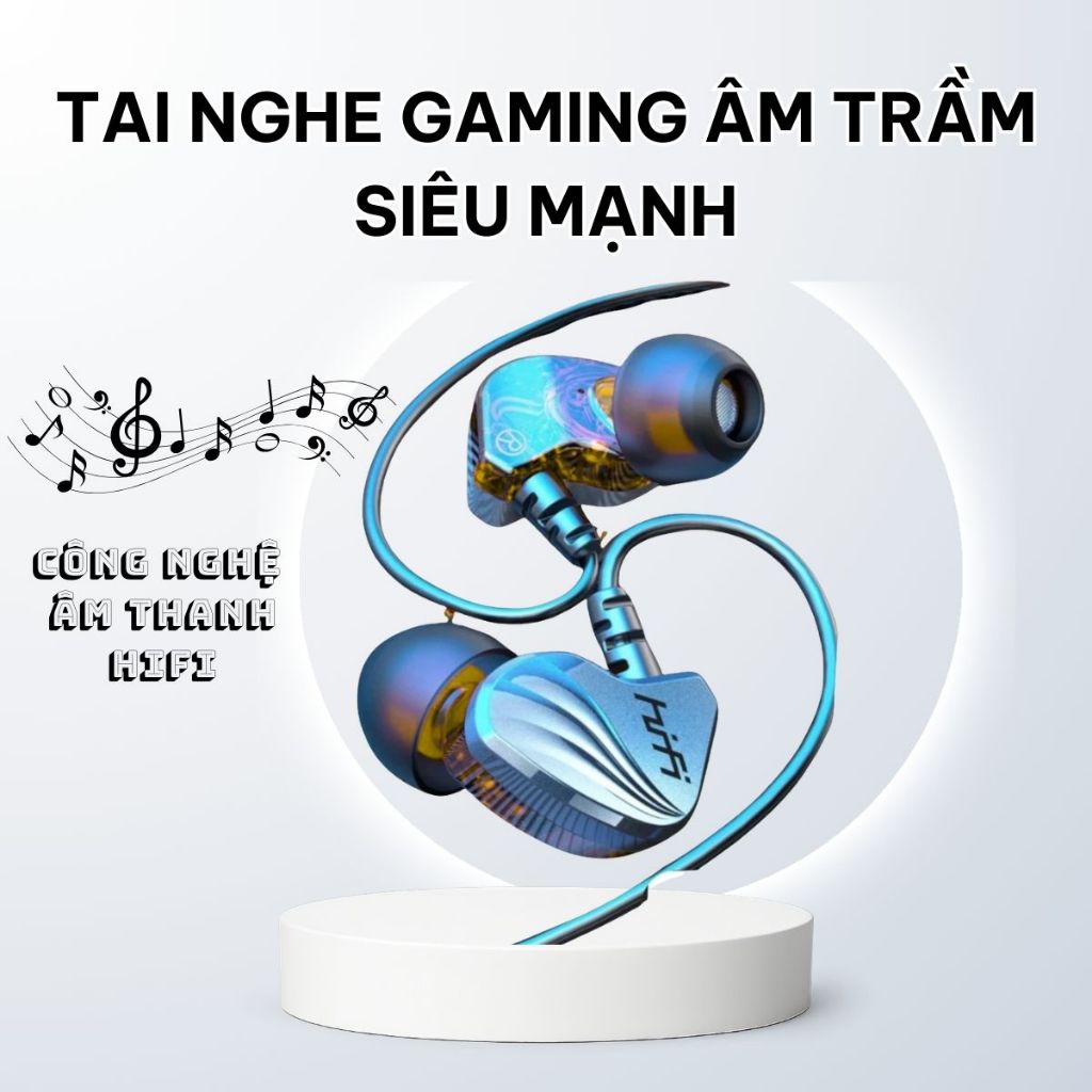 Tai Nghe Nhét Tai HiFi S2000 Pro Super Bass Chống Ồn Cực Tốt, Âm Thanh Khủng, Chơi Game