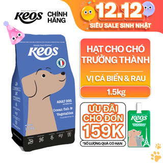  Thức ăn hạt cho chó trưởng thành Keos vị Cá Biển & Rau Củ – giàu Omega 3 da lông bóng mượt  1.5kg  