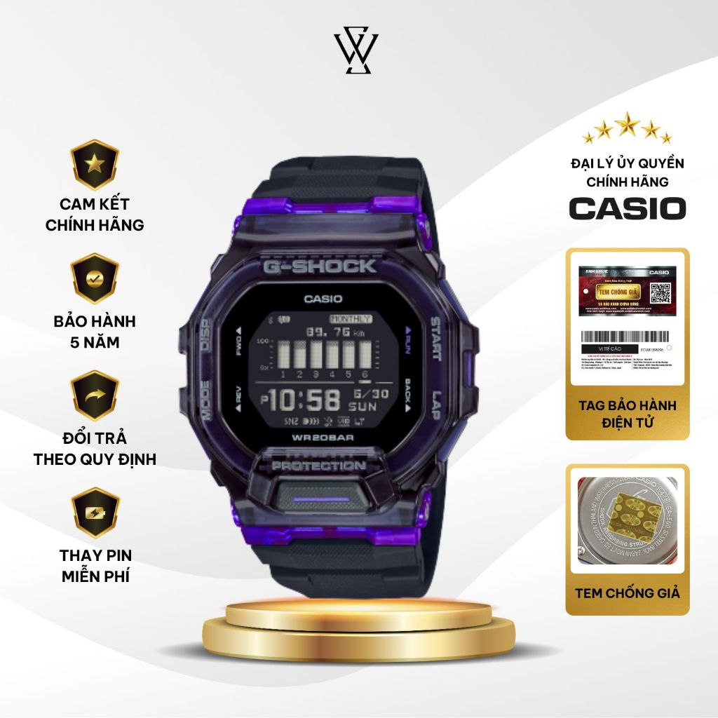 Đồng Hồ Thể Thao Casio G-Shock Nam GBD-200SM-1A6DR Mặt Kính Khoáng 45.9mm Chống Nước Dây Nhựa Chính 