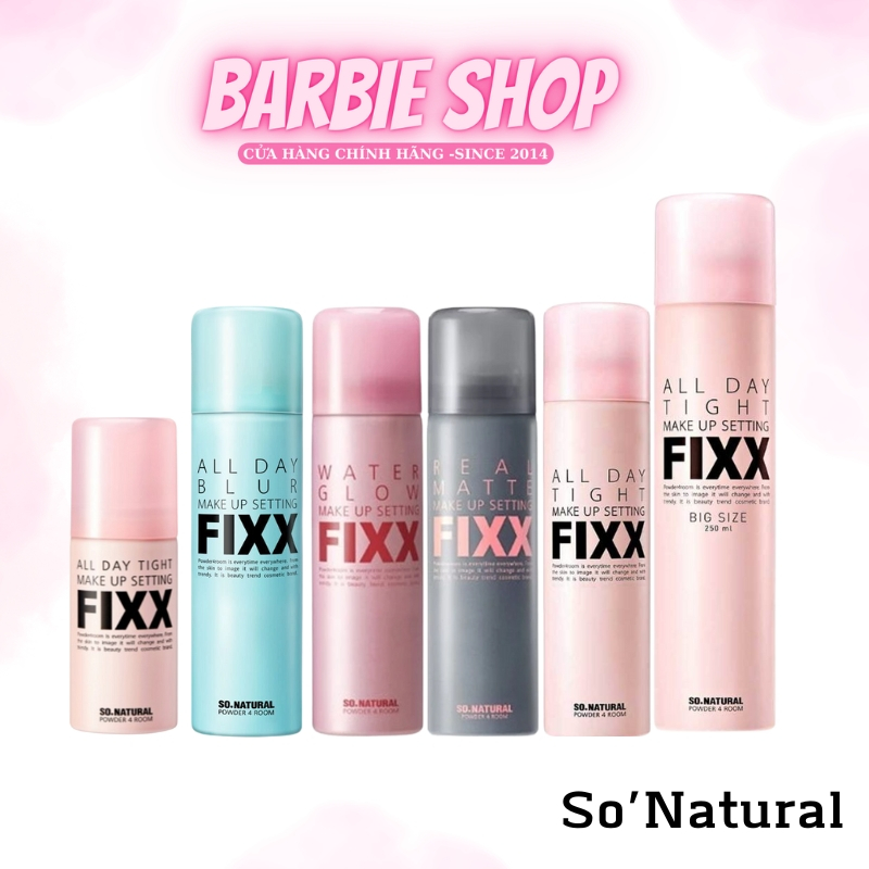 Xịt Khoá Makeup So Natural Fixx All Day Tight Make Up Setting 120ml / Water Real Matte Fixx 75ml / W