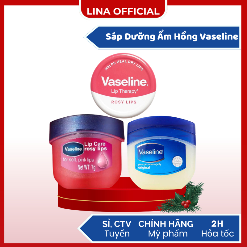 Son Dưỡng Môi Vaseline Hũ Thiếc Hồng Sáp Dưỡng Hồng Môi Vaseline Lip Therapy Rosy Có Màu Và Không Mà