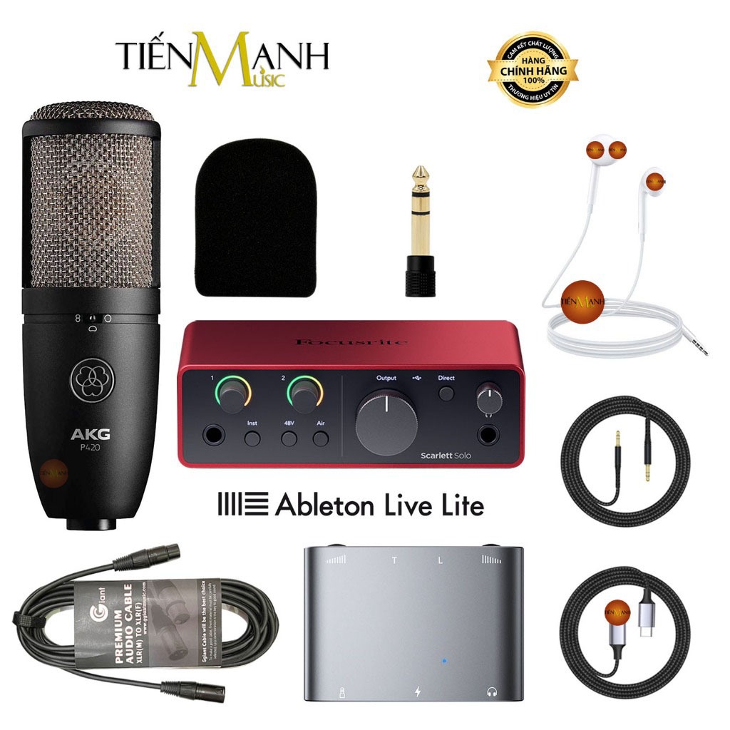 [Cao Cấp] Full Bộ Mic Hát Live Stream Thu Âm Micro AKG P420 & Soundcard Chính Hãng Điện Thoại Máy Tí