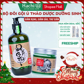  Bộ đôi sản phẩm dầu gội và kem ủ tóc gừng sả bưởi Hachi hỗ trợ giảm rụng và mọc tóc 500ml 