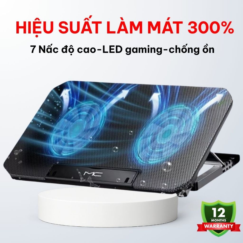Đế tản nhiệt laptop máy tính bảng mcbook KEYPRO Q100 làm mát nhanh đèn led gaming quạt chống ồn 4 mứ
