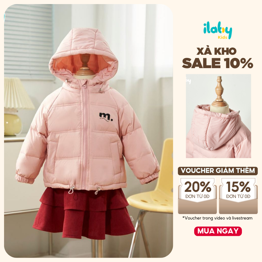 Áo phao bé gái ILABY áo khoác chần bông bé gái áo phao siêu nhẹ basic cho bé [3324]
