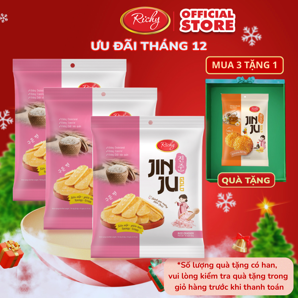 [MUA 3 TẶNG 1] Bánh gạo Jinju vị Muối Hồng Himalaya 135g