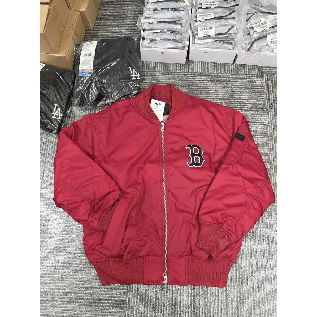 [ CHÍNH HÃNG ] ÁO KHOÁC BÓNG CHÀY MLB MÀU ĐỎ - BOMBER MLB AUTHENTIC UNISEX HÀN QUỐC