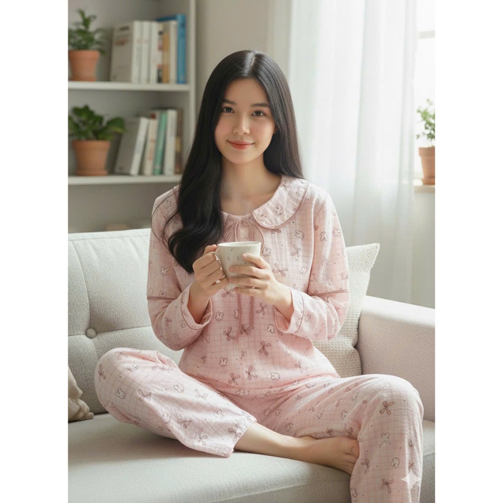 Bộ pijama nữ dài tay nhà nhiều màu chất Cotton, Xô Lụa, Đũi, Tole, Lanh ĐBTK
