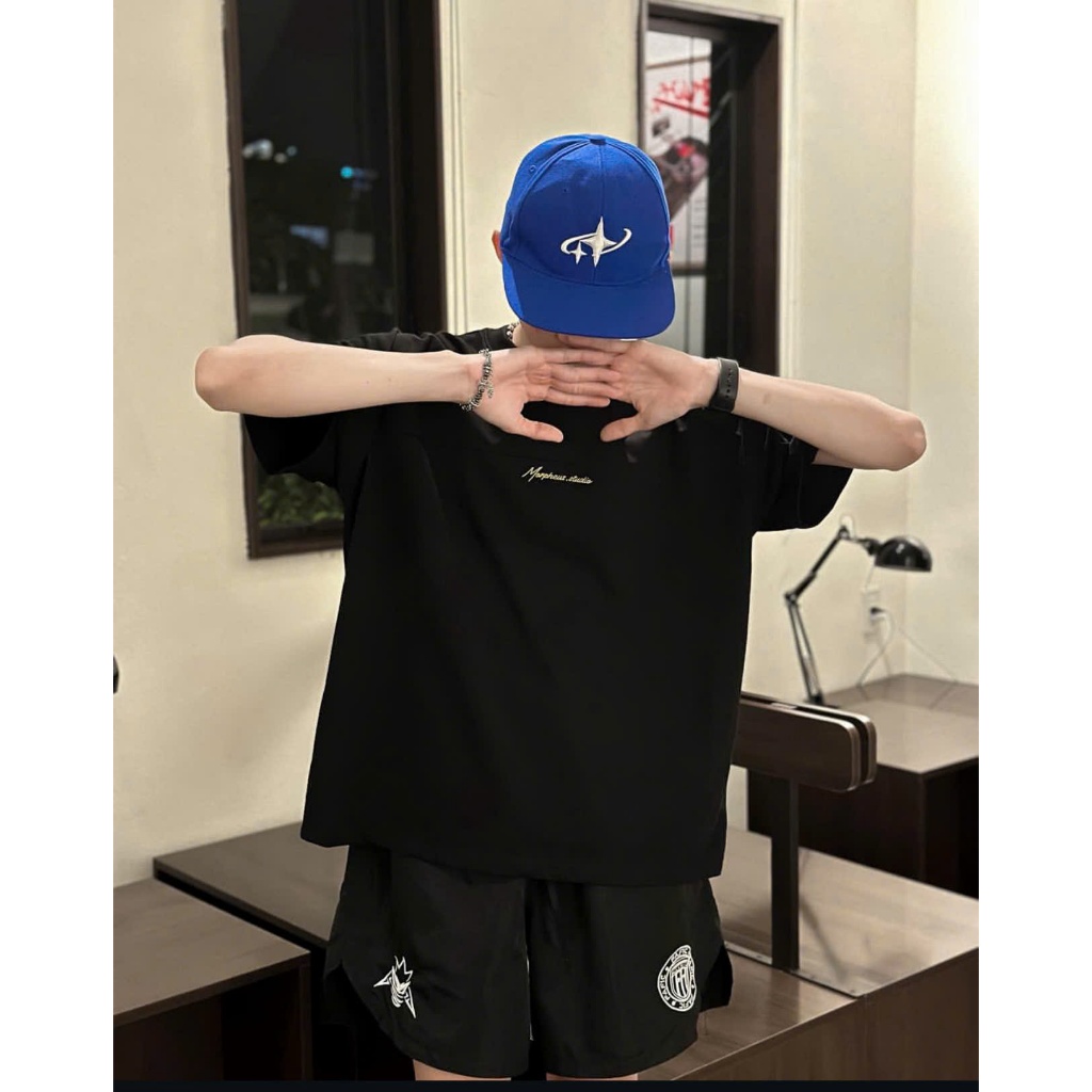 Áo Thun Boxy Thêu Chữ Morpheus form rộng vải thun cotton dày dặn, áo thun unisex nam nữ