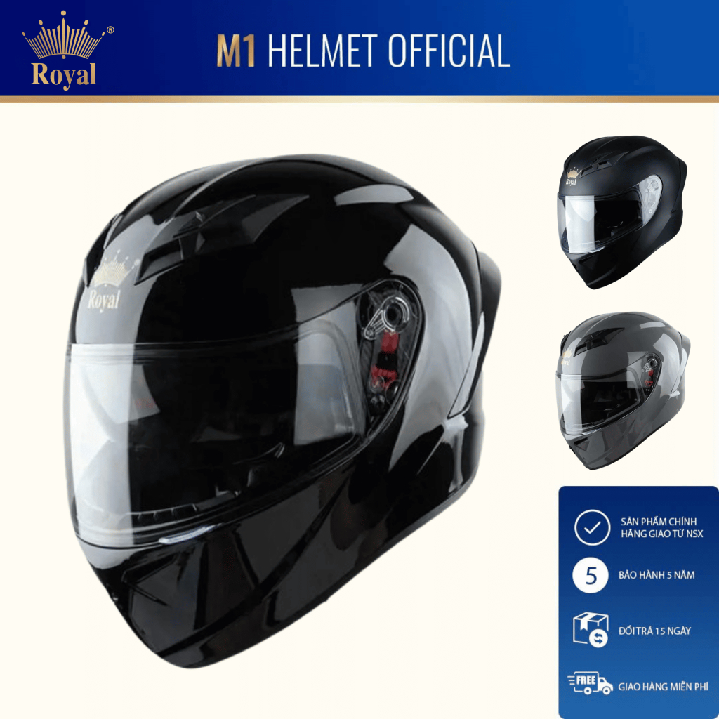 Mũ Bảo Hiểm Fullface Royal M266 Có 2 Kính Cao Cấp – Chính Hãng Royal Helmet