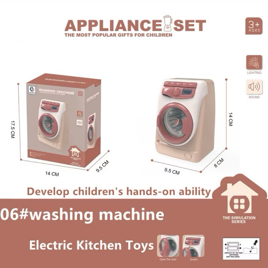 Máy Giặt Đồ Chơi Mini Cho Bé – Có Đèn, Âm Thanh, Cửa Mở Được – Đồ Chơi Nhà Bếp Mô Phỏng Mã 129-3SE
