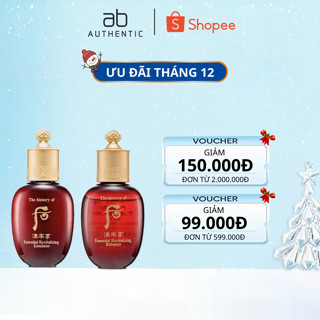  Cặp nước hoa hồng sữa dưỡng Whoo đỏ mờ nếp nhăn nâng cơ Essential Revitalizing 20ml - AB AUTHENTIC 