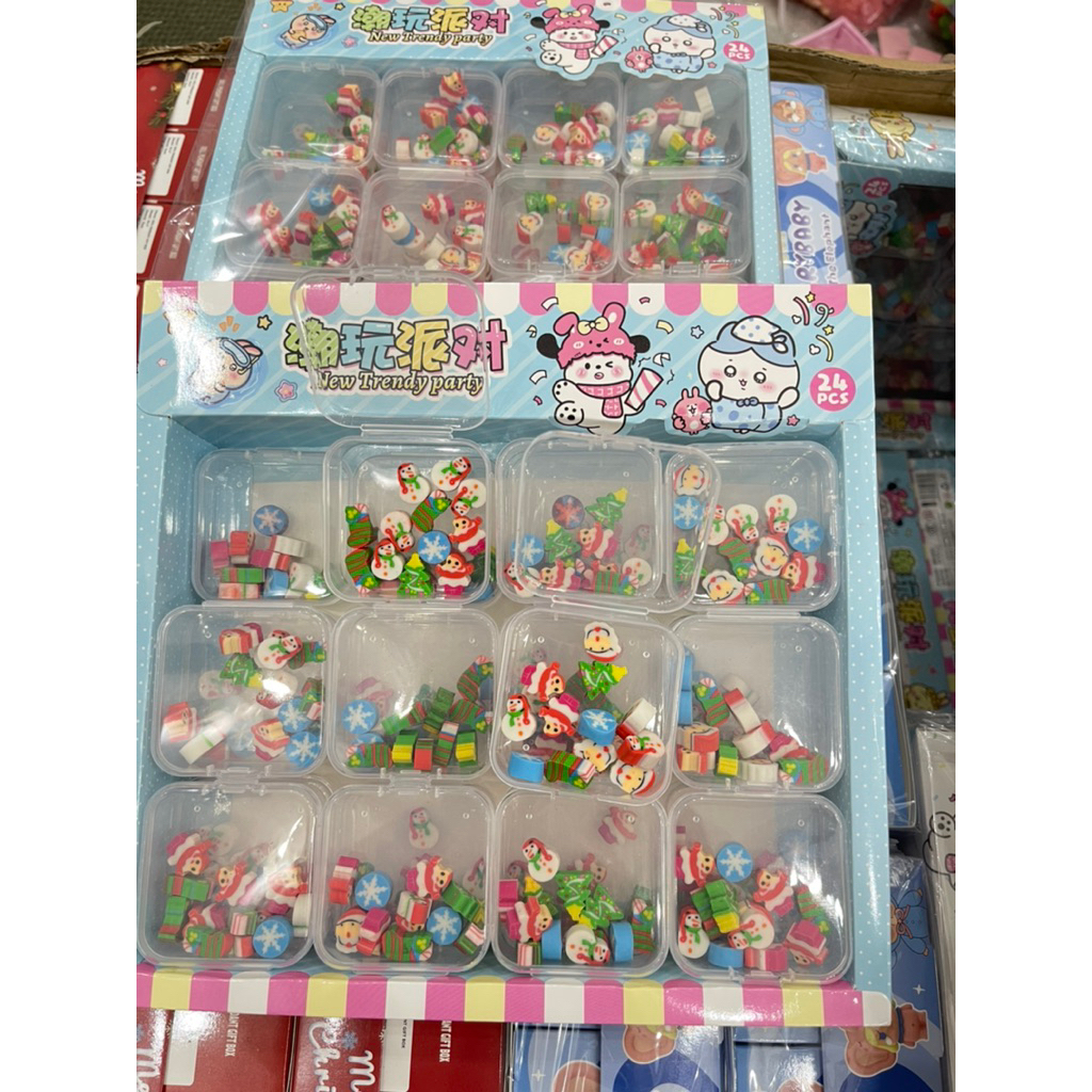 Túi tẩy bút chì noel đựng trong hộp, đồ dùng học tập dễ thương gôm tẩy cute giá rẻ làm quà tặng