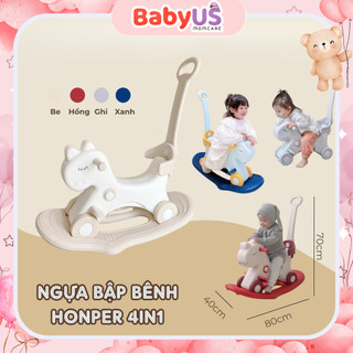  Ngựa Honper bập bênh có bánh xe và tay cầm tháo rời vừa làm xe đẩy xe chòi chân cho bé tiện lợi 