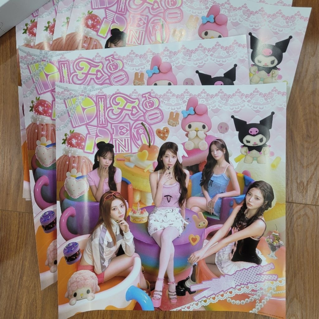 Set 6 poster LE SSERAFIM "Different" Kuromi My Melody ver dùng để decor trang trí phòng xinh đẹp