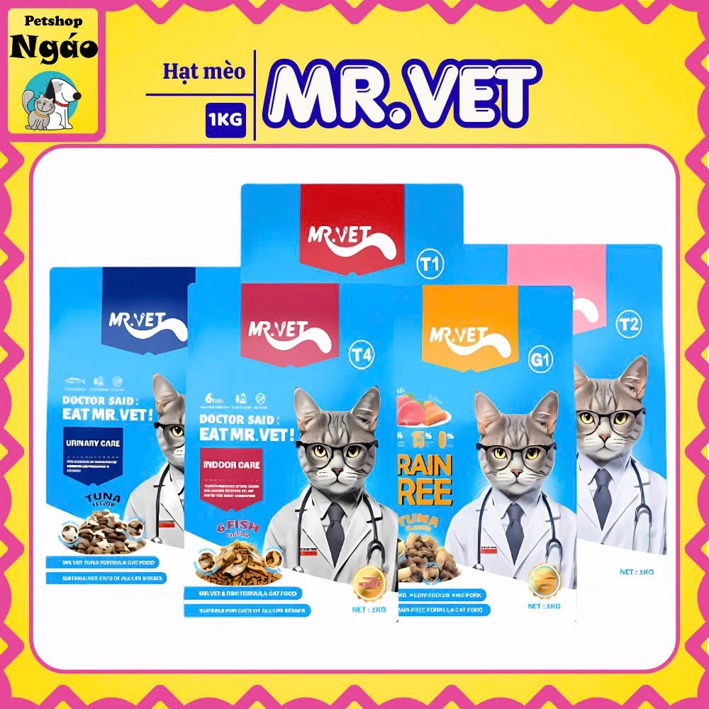 Hạt Cho Mèo MRVET / MR.VET 1kg Holistic Với 30% Protein Kèm Topping  __ MR.Vet