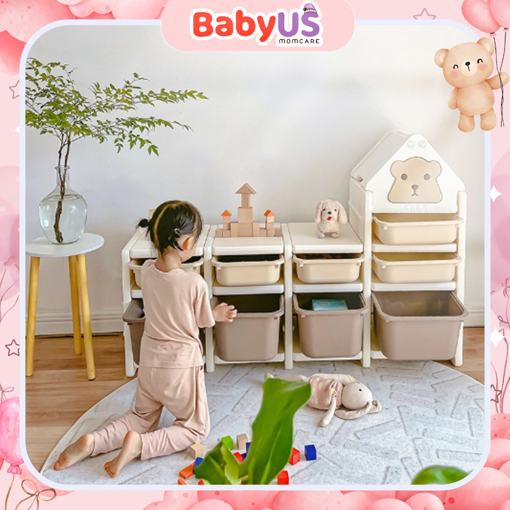 Kệ gấu kệ đa năng Honper tủ cho bé đựng đồ chơi, quần áo, thú bông nhựa dày chắc chắn [BabyUS]