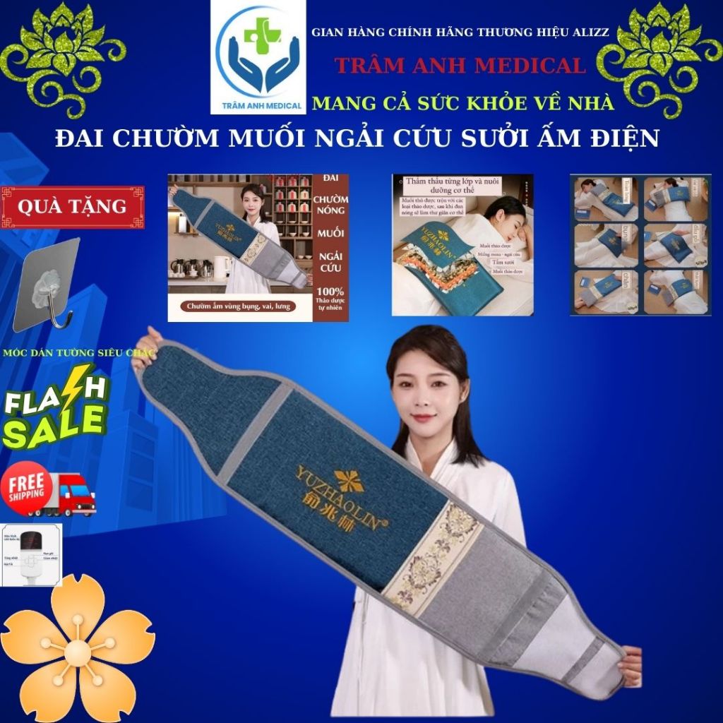 QUÀ TẶNG - FREESHIP + Đai Lưng Chườm Nóng Muối Ngải Cứu, Đai Massage Hồng Ngoại, Thảm Ngải Cứu