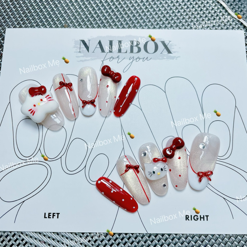 Nailbox kitty kem ánh nhũ đỏ cherrry