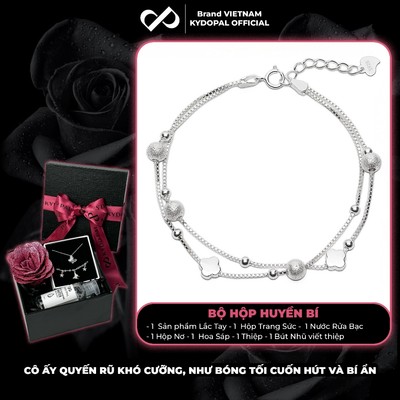 [HCM Hỏa Tốc] Lắc tay bạc nữ KYDOPAL dây kép bi bốn lá trơn nữ tính trang sức bạc cao cấp - PAL9C12L19