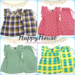  Đồ Bộ Tole Nữ Bộ Lanh Cánh Tiên Quần Lửng Cổ Tròn Áo Cánh Tiên Họa Tiết Sọc 45-85KG VNXK F21 cao cấp - Happyhouse93 