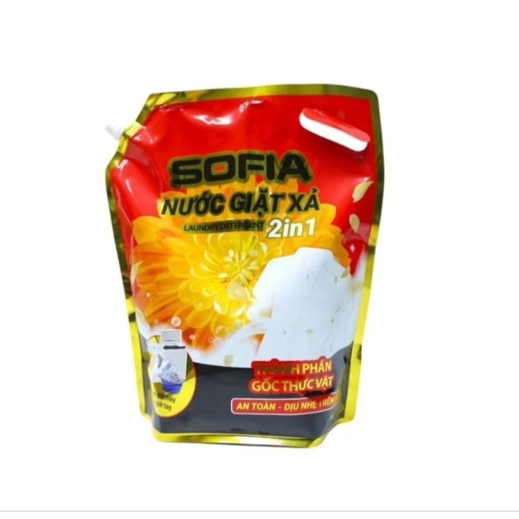Nước giặt xả 2in1 Sofia túi 3KG thơm lâu, chống ẩm mốc, không cần thêm nước xả. HƯƠNG TỈ MUỘI