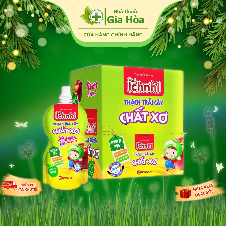 Thạch trái cây chất xơ Ích Nhi chứa chất xơ hòa tan Orafti P95 hỗ trợ tiêu hóa trẻ em, có thể dùng t