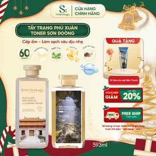  Bộ Sản Phẩm Hỗ Trợ Làm Sạch Cấp Ẩm Cho Da Dầu Mụn SKIN HERITAGE Toner Sơn Đoòng 273ml & Nước tẩy trang Phú Xuân 320ml 