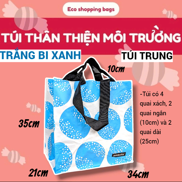 [TÚI TRUNG] Giỏ xách đi chợ thân thiện môi trường từ nhựa tái chế, eco shopping bag, eco bag, túi th