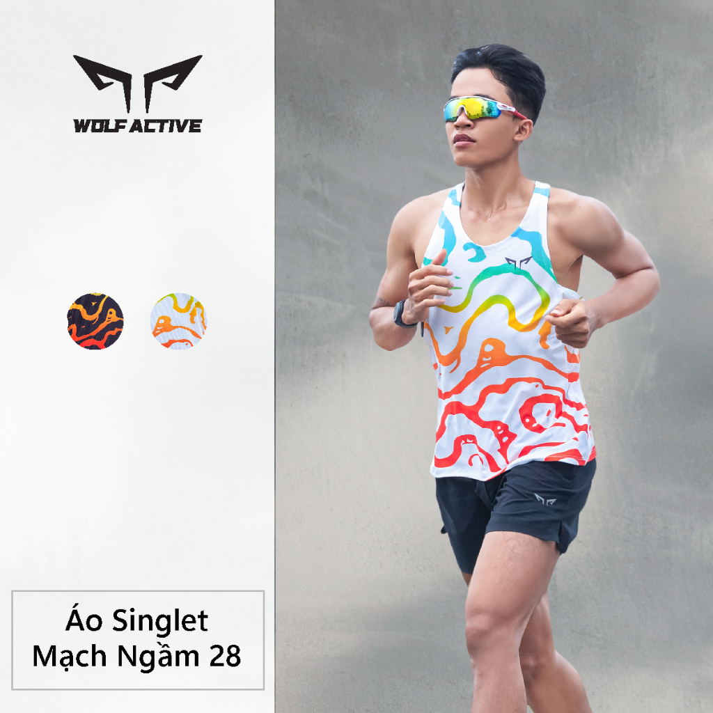 Áo Chạy Bộ Singlet Nam Wolf Active Mạch Ngầm 29, Chất Vải Wolf Active Nhanh Khô, Co Giãn 4 Chiều