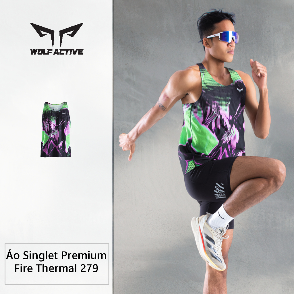 Áo Singlet Chạy Bộ Premium Wolf Active Fire Thermal W279, Chất Vải Cực Nhẹ, Kháng Khuẩn