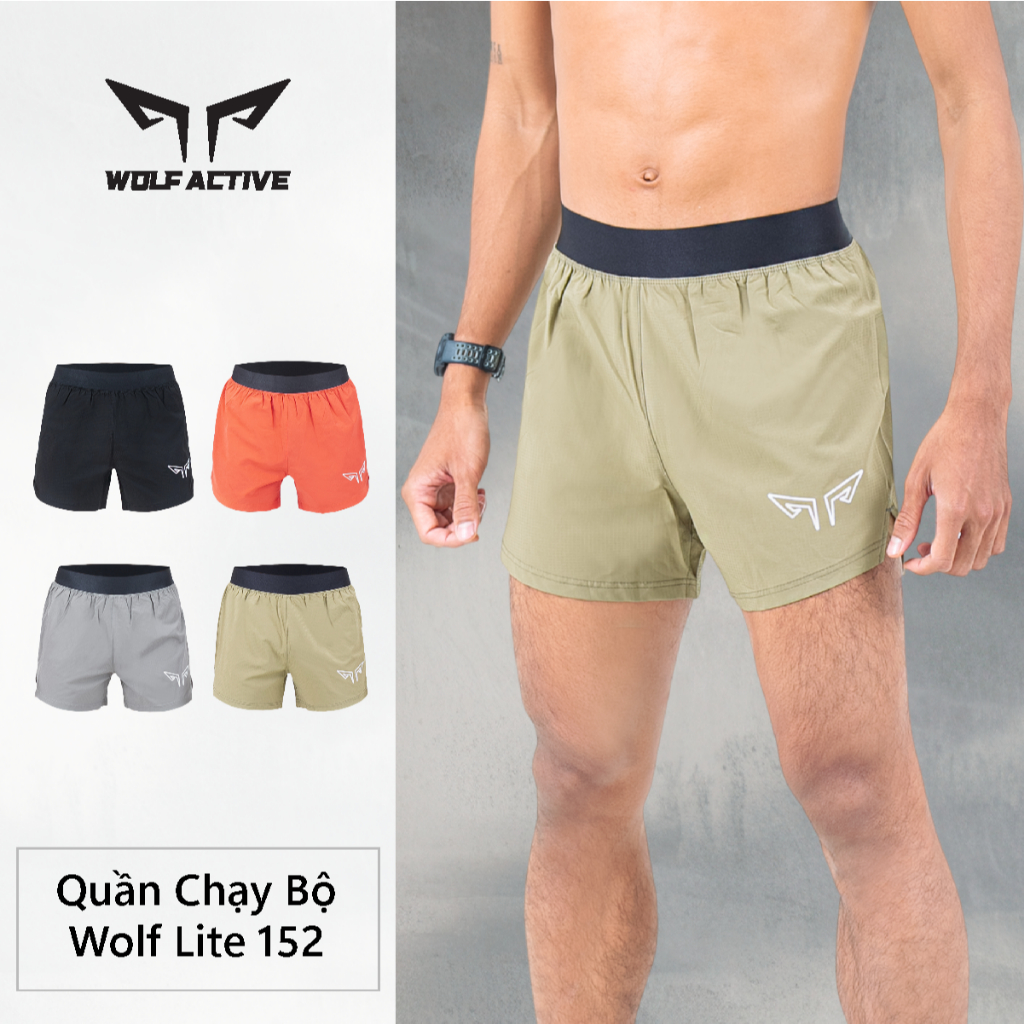Quần Short Chạy Bộ Nam Wolf Active Wolf Lite 152, Chất Vải Nhẹ, Nhanh Khô, Thoáng Mát