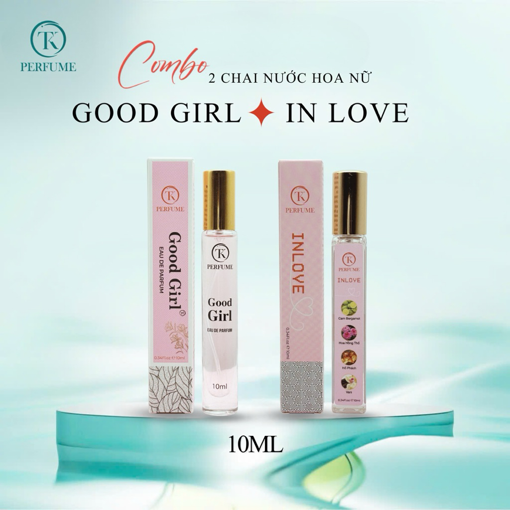 _Combo 2 chai nước hoa nữ ( GOOD GIRL + IN LOVE ) 10ml.Hương Thơm Ngọt Ngào Tươi Trẻ.