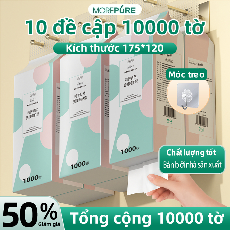 Giá rẻ Thùng 10 bịch Giấy ăn Khăn giấy 1000 tờ/gói Treo 5 lớp Khăn giấy giấy gia đình DÙNG CHO GIA ĐÌNH 3 NGƯỜI 2 THÁNG