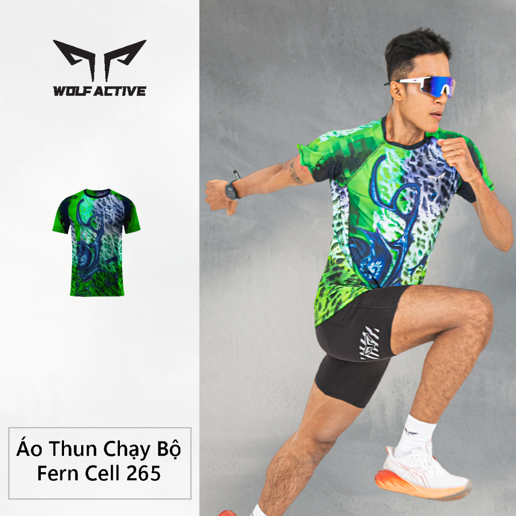 Áo Thun Chạy Bộ Nam Wolf Active Fern Cell W265, Chất Vải Wolf Active Siêu Nhẹ, Thoáng Khí, Đẹp Mắt
