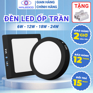 Đèn Led Ốp Trần Viền Đen Vuông/Tròn, Đèn Led Ốp Trần Gắn Nổi Phòng Ngủ, Phòng Khách, Ban Công Haledco 6W 12W 18W 24W