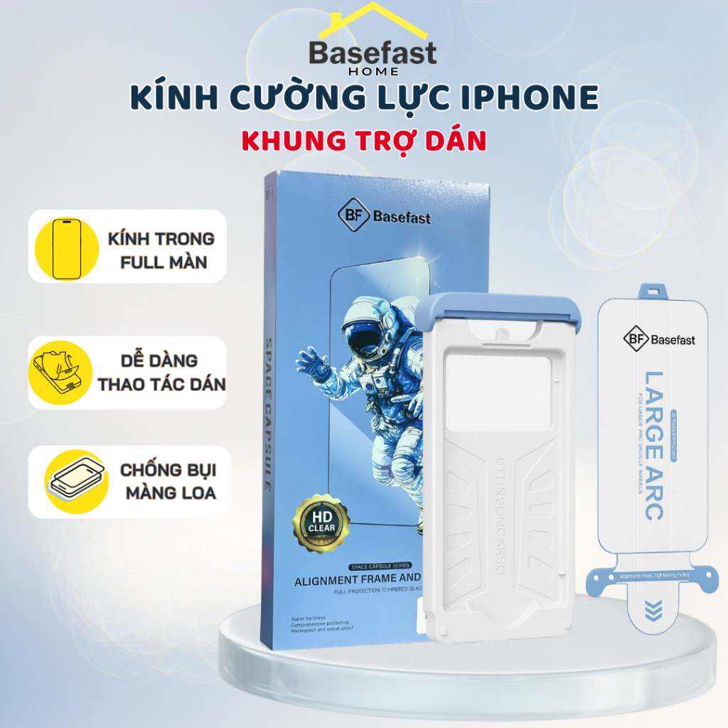 Kính cường lực trong khung trợ dán Basefast, con lăn trợ dán cho lPhone 12 13 14 15 17prm
