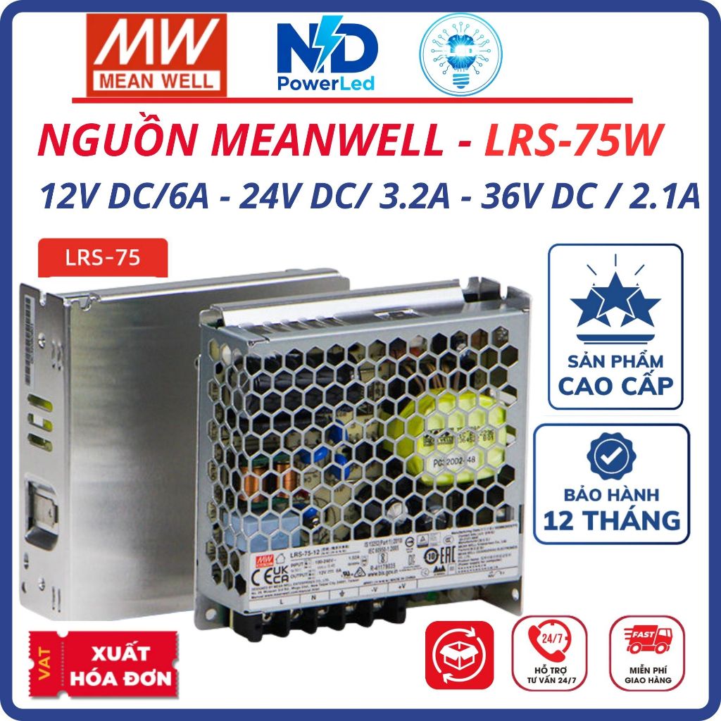 BỘ NGUỒN MEANWELL  LRS-75-12, LRS-75-24, LRS-75-36