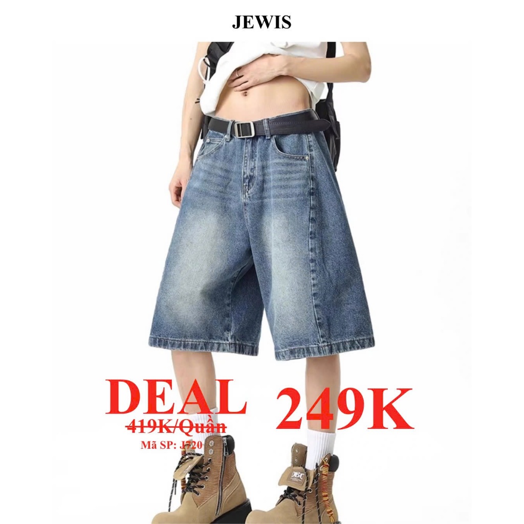 Quần Sooc Jeans Mài Jewis Ống Rộng Phong Cách Trẻ Trung Năng Động - J720