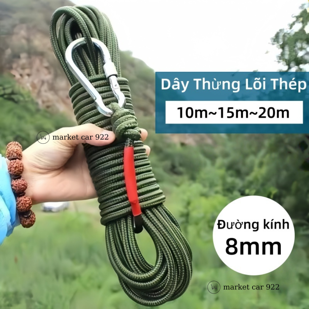 Dây Thừng Lõi Thép 8mm Đa Năng Dây Thừng Cứu Hộ, Phơi Đồ, Xây Dựng
