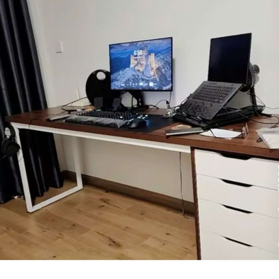 ( HỖ TRỢ LẮP RAP HCM) bàn có tủ 5 ngăn gắn được ARM ikea có 1m-2m tủ sâu nhiều hộc bàn làm việc chơi game học tập | BigBuy360 - bigbuy360.vn