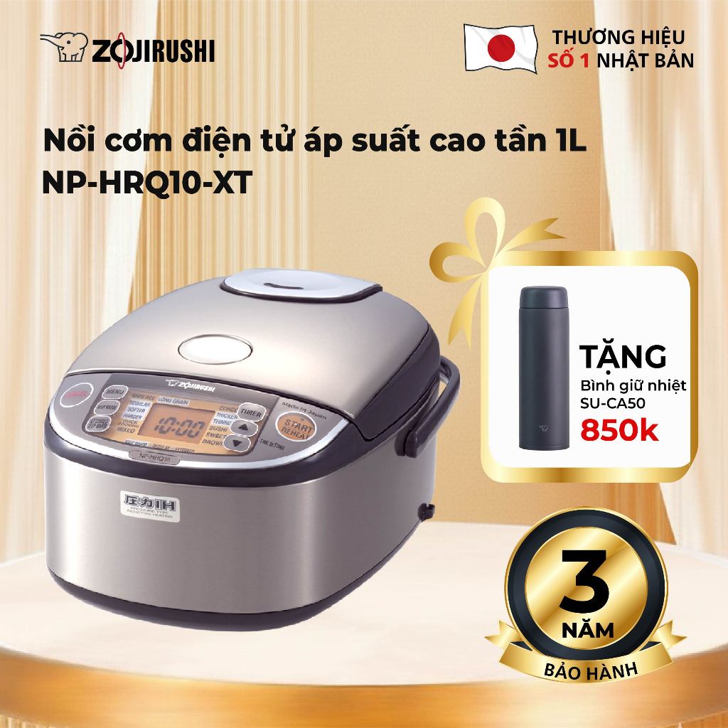 Nồi Cơm Điện Tử Áp Suất Cao Tần ZOJIRUSHI NP-HRQ10-XT 1L, sản xuất tại Nhật, bảo hành 3 năm